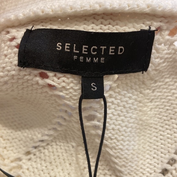 SELECTED | Size S | Knit cardigan with fringe | color Jet stream (light cream) - Picture 6 of 12